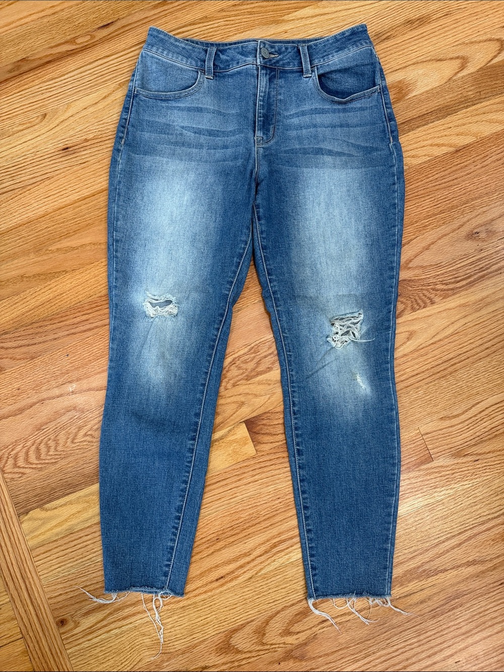 Maurices Blue Distressed Skinny Jeans